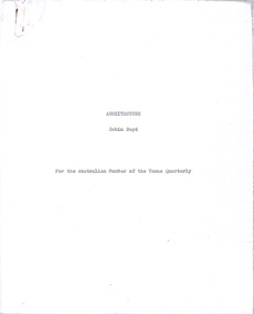 Document - Manuscript, Robin Boyd, Architecture, 1962