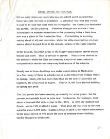 Document - Manuscript, Robin Boyd, Back Doors to Toorak, 1964