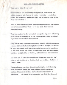 Document - Manuscript, Robin Boyd, New Life For Our Cities, 1965