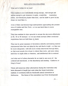 Document - Manuscript, Robin Boyd, New Life For Our Cities, 1965