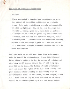 Document - Manuscript, Robin Boyd, The State of Australian Architecture, 1967