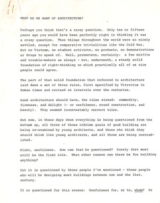 Document - Manuscript, Robin Boyd, What Do We Want of Architecture?, 1971