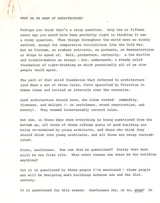 Document - Manuscript, Robin Boyd, What Do We Want of Architecture?, 1971