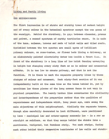 Document - Manuscript, Robin Boyd, Living and Partly Living. The Neighbourhood, 1971