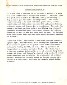 Document - Manuscript, Robin Boyd, Colonial Beginnings