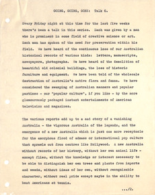 Document - Manuscript, Robin Boyd, Going Going Gone: Talk 6, 1962