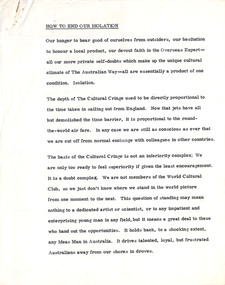Document - Manuscript, Robin Boyd, How to End Our Isolation