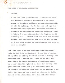 Document - Manuscript, Robin Boyd, The State of Australian Architecture, Jun-67