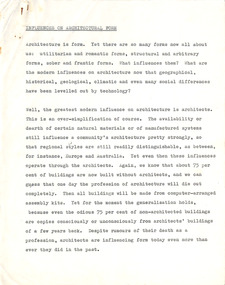 Document - Manuscript, Robin Boyd, Influences on Architectural Form