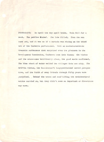 Document - Manuscript, Robin Boyd, (postscript) Canberra