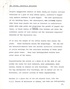 Document - Manuscript, Robin Boyd, Two Strong, Unpopular Buildings, 1964