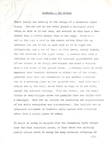 Document - Manuscript, Robin Boyd, Tasmania – The Houses, 1964