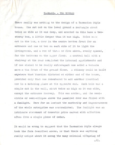 Document - Manuscript, Tasmania – The Houses, 1964