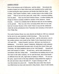 Document - Manuscript, Robin Boyd, Queen’s Wharf, 1966