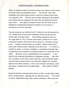 Document - Manuscript, Robin Boyd, Eastern Market – Southern Cross, 1966