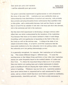 Document - Manuscript, Robin Boyd, The Rich (In Art) Get Richer – and the culturally poor get poorer, 1963