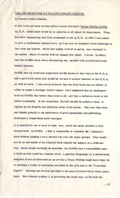 Document - Manuscript, Robin Boyd, The Architecture of Walter Burley Griffin