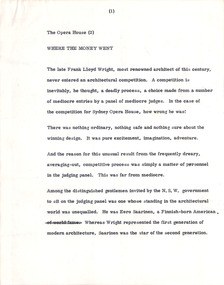 Document - Manuscript, Robin Boyd, Where the Money Went, 1965