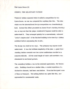 Document - Manuscript, Robin Boyd, Sydney, The Reluctant Patron, 1965