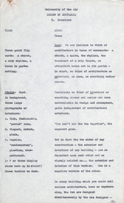 Document - Script, Robin Boyd, University of the Air. Design in Australia 5. Architecture, 1964