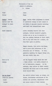 Document - Script, Robin Boyd, University of the Air. Design in Australia 7. Cities, 1964