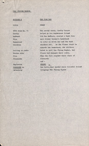 Document - Script, Robin Boyd, The Flying Dogtor. Episode 5 The Fire Dog, 1963