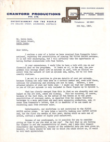 Letter, Hector Crawford, Hector Crawford (Crawford Productions) to Robin Boyd, 06.05.1964