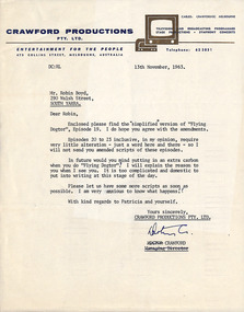 Letter, Hector Crawford, Hector Crawford to Robin Boyd, 13.11.1963