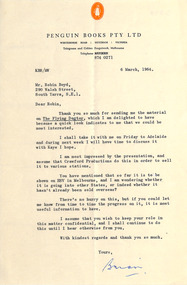 Letter, Robin Boyd, Brian Stonier, Penguin Books to Robin Boyd, 06.03.1964