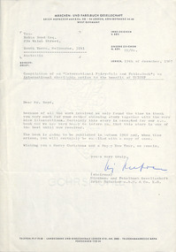 Letter, Erich Hofacker, Marchen und Fabelbuch to Robin Boyd, 19.12.1967