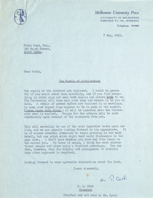 Letter, Peter Ryan, Peter Ryan to Robin Boyd, 07.05.1963