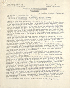 Document - Script, Dr Jean Battersby, ABC Radio Book Review, 01.03.1966
