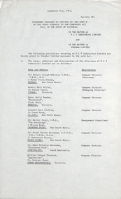 Document, F&T Industries, F&T Industries Statement, 19.05.1971