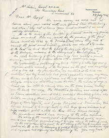 Letter, AW Dennis, AW Dennis to Robin Boyd, 17.07.1956