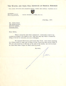 Letter, Gus Nossal, Gus Nossal to Robin Boyd, 17.05.1971