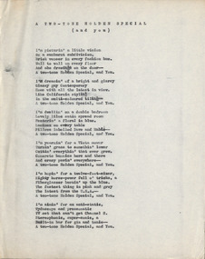 Document - Song Lyrics, Robin Boyd, A two-tone Holden Special (and you), c. 1957