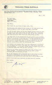 Letter, Andrew Fabinyi, Andrew Fabinyi (Pergamon Press) to Robin Boyd, 01.05.1970