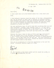 Letter, David Saunders, David Saunders to Robin Boyd, 02.05.1970