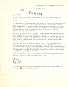 Letter, David Saunders, David Saunders to Robin Boyd, 02.05.1970
