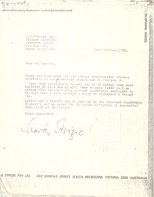 Letter, Mark Strizic, Mark Strizic to CL Crennan (Pergamon Press), 28.10.1970