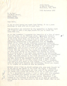 Letter, Jerry Mayer, Jerry Mayer to Robin Boyd, 14.09.1971