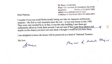 Letter, Bruce Anderson, Bruce Anderson to Patricia Boyd, c. 2005