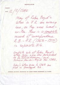 Document - Memorandum, 12/05/1986