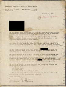 Letter, Berenice Harris, 12.10.1972