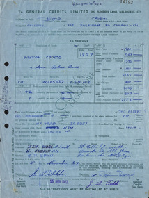 Document - Car Purchase, General Credits Limited, 15.11.1957