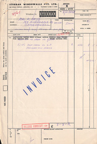 Document - Invoice, Stegbar Windowwalls Pty Ltd, 19.08.1958