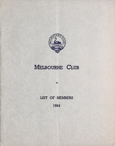 Booklet, Melbourne Club, Melbourne Club List of Members, 1964