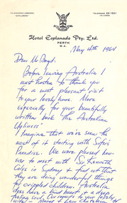 Letter, Mary and Leon Chatelain, Mary and Leon Chatelain to Robin Boyd, 04.05.1964
