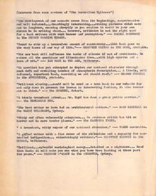 Document, Extract of "The Australian Ugliness" reviews, 1961