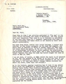 Letter, G. R. Locke, G R Locke to Robin Boyd, 15.07.1952